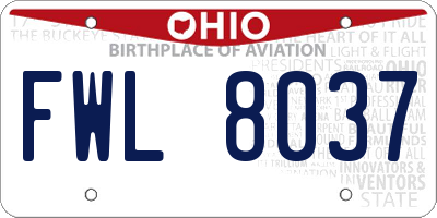 OH license plate FWL8037