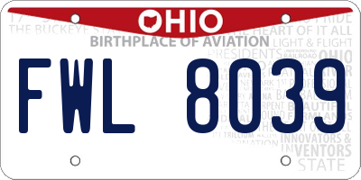 OH license plate FWL8039