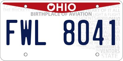 OH license plate FWL8041