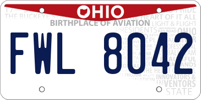 OH license plate FWL8042