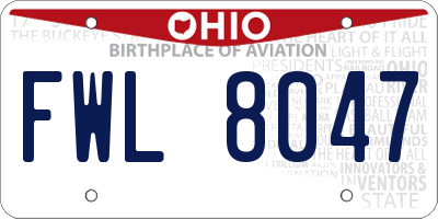 OH license plate FWL8047