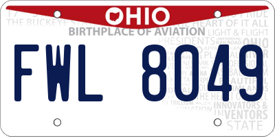 OH license plate FWL8049