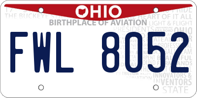 OH license plate FWL8052