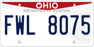OH license plate FWL8075