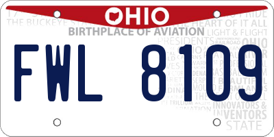 OH license plate FWL8109