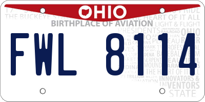 OH license plate FWL8114