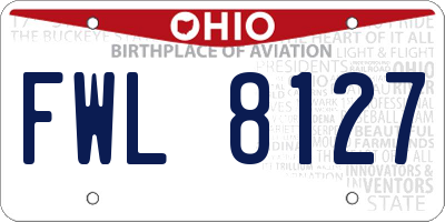 OH license plate FWL8127