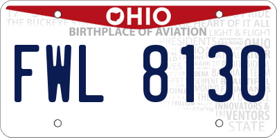 OH license plate FWL8130