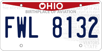 OH license plate FWL8132