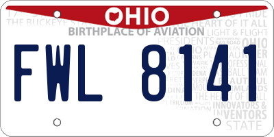 OH license plate FWL8141