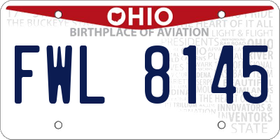 OH license plate FWL8145