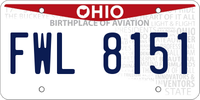OH license plate FWL8151
