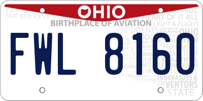 OH license plate FWL8160