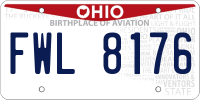 OH license plate FWL8176