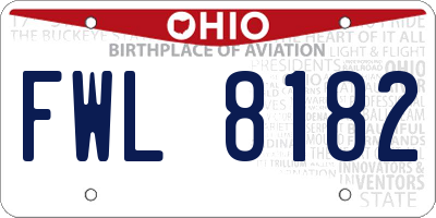 OH license plate FWL8182