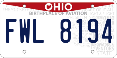 OH license plate FWL8194