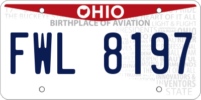 OH license plate FWL8197