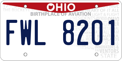 OH license plate FWL8201
