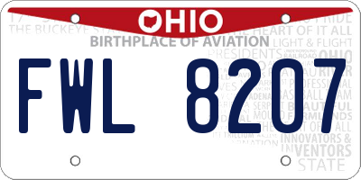 OH license plate FWL8207