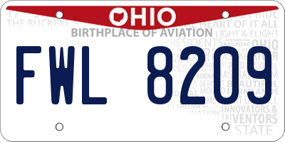 OH license plate FWL8209