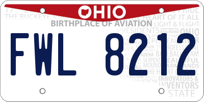 OH license plate FWL8212