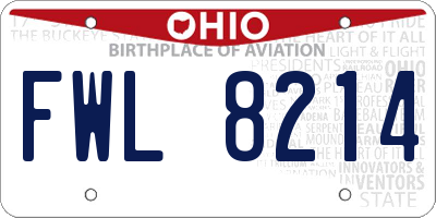 OH license plate FWL8214