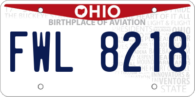 OH license plate FWL8218