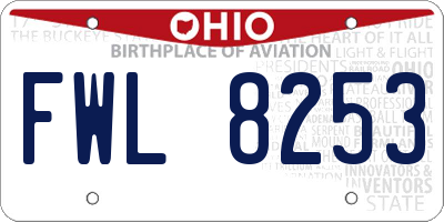 OH license plate FWL8253