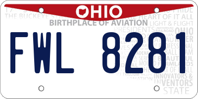OH license plate FWL8281