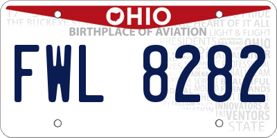 OH license plate FWL8282
