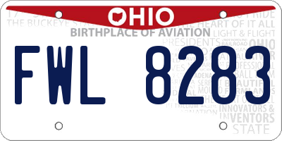 OH license plate FWL8283