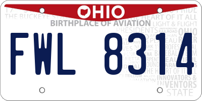 OH license plate FWL8314