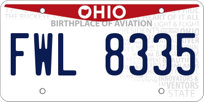 OH license plate FWL8335