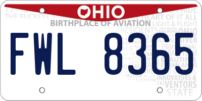 OH license plate FWL8365