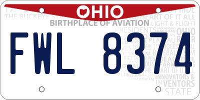 OH license plate FWL8374