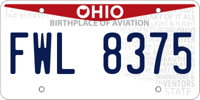 OH license plate FWL8375
