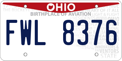 OH license plate FWL8376
