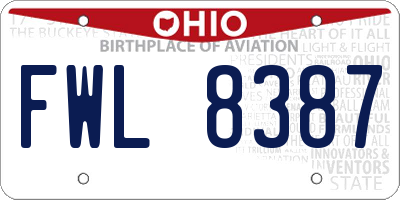 OH license plate FWL8387