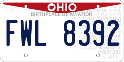 OH license plate FWL8392