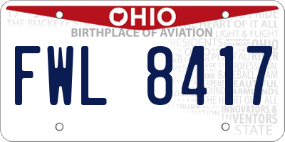 OH license plate FWL8417