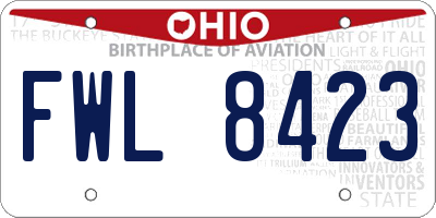 OH license plate FWL8423