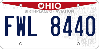 OH license plate FWL8440