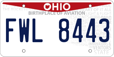 OH license plate FWL8443