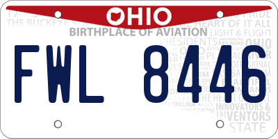 OH license plate FWL8446