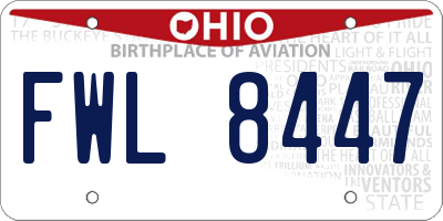 OH license plate FWL8447