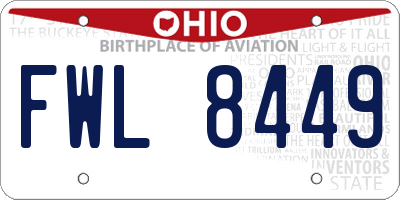 OH license plate FWL8449