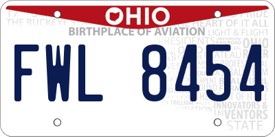 OH license plate FWL8454