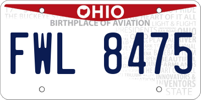 OH license plate FWL8475