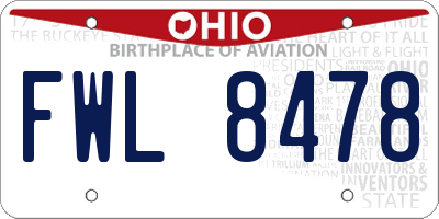 OH license plate FWL8478