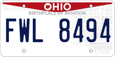 OH license plate FWL8494